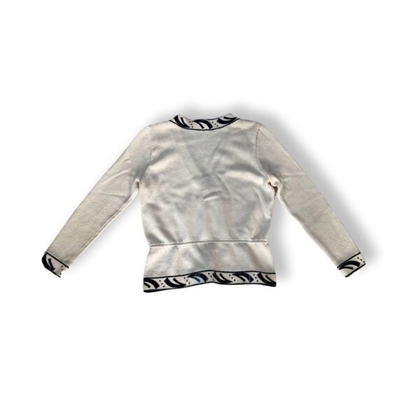 St.John evening vintage cream black print sweater top size S - Picture 2 of 5
